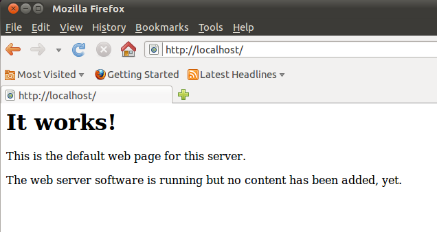 The default apache web page at localhost