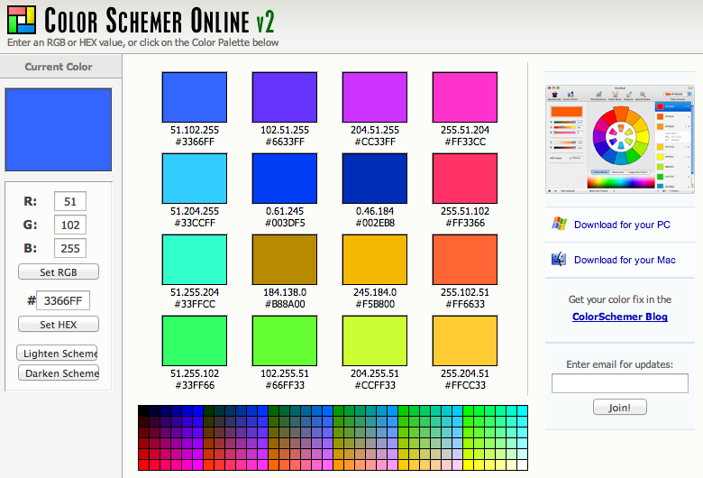 The color Schemer Online web site