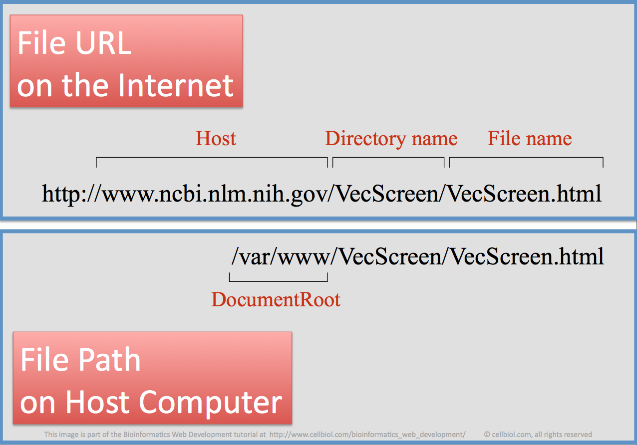 The relationship between a web file URL and it's path on the host filesystem