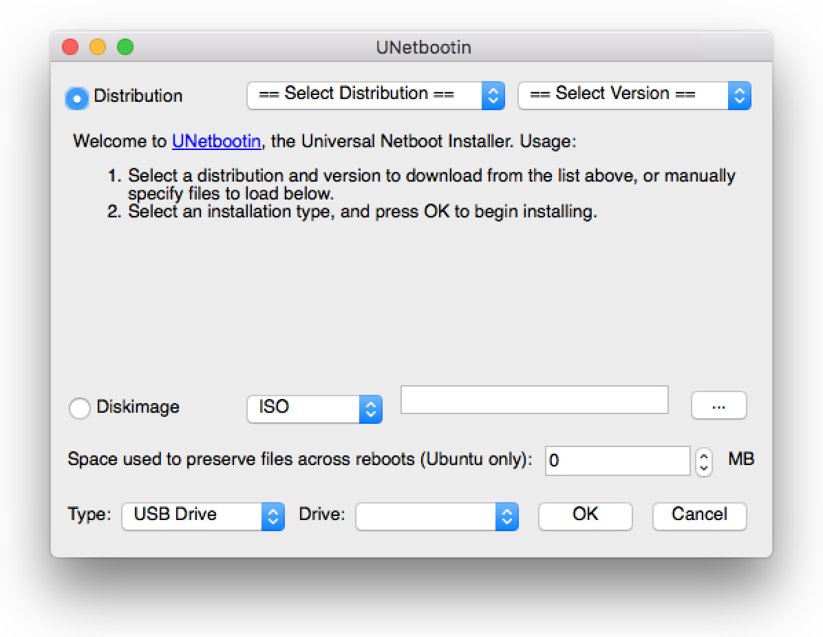 UNetbootin software, Mac version