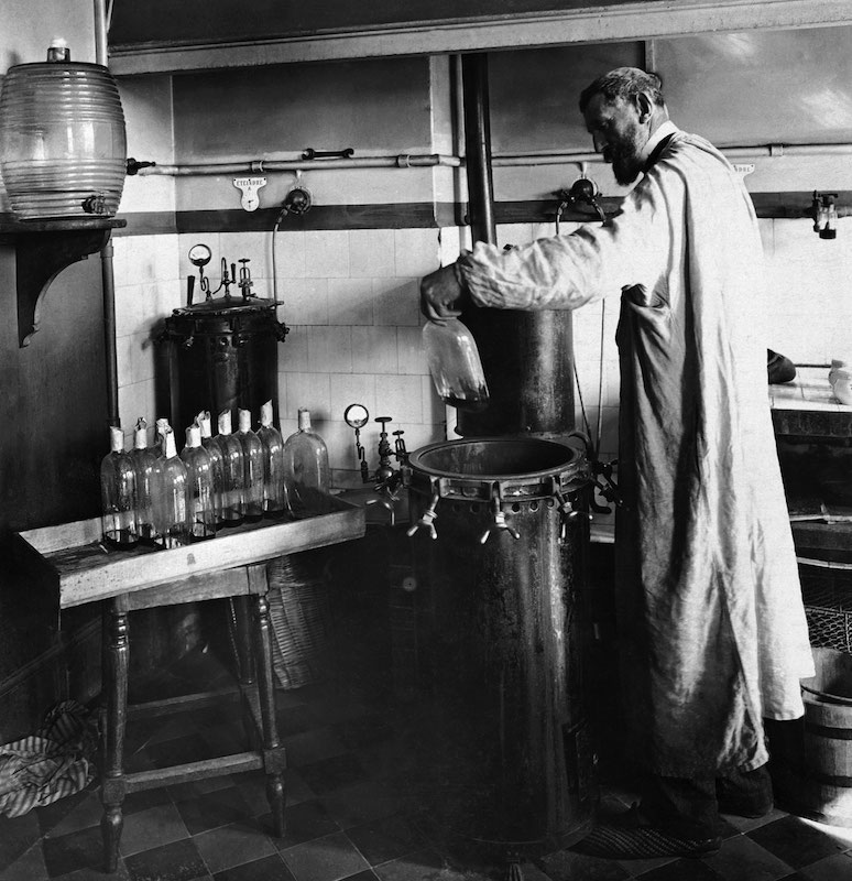 Louis Pasteur experimenting in his laboratory